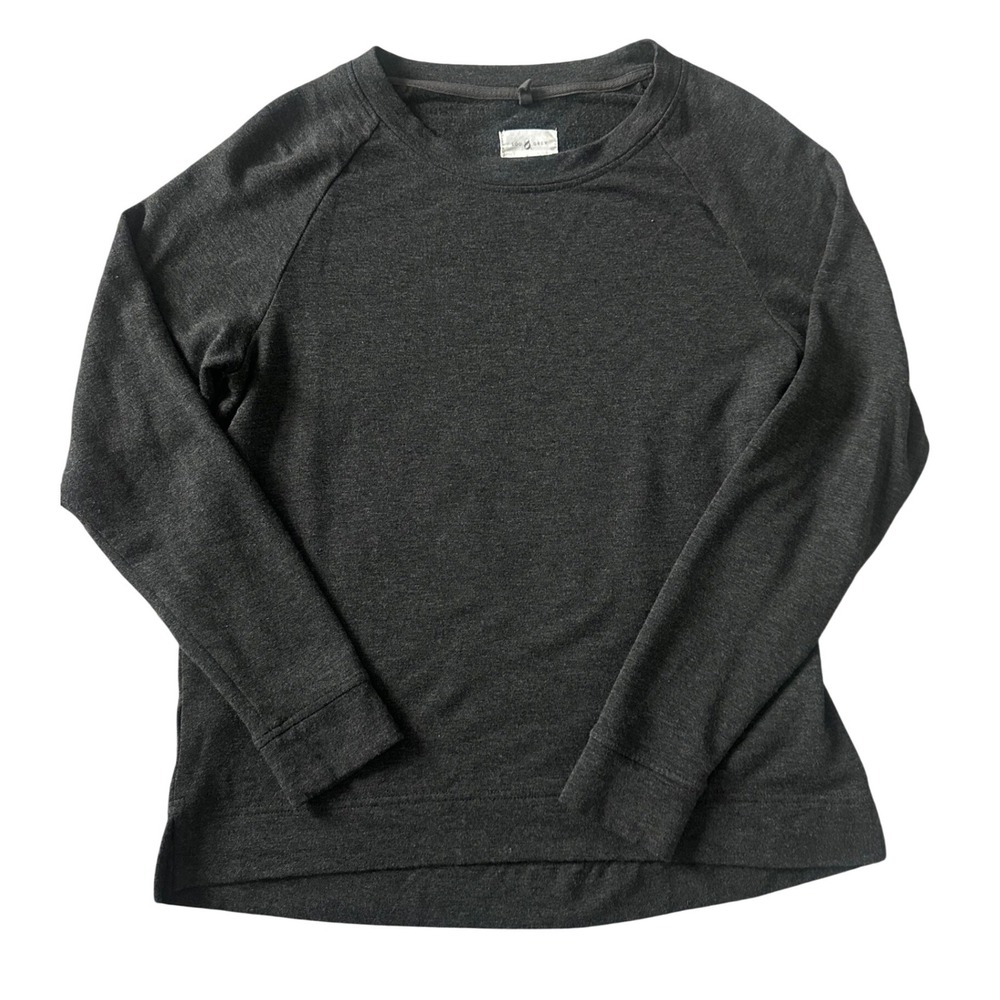 Lou & Grey Signaturesoft‎ Charcoal Gray Raglan Crewneck Sweatshirt Womens Medium